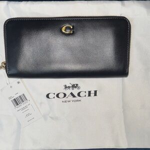 Coach Black Leather Zip-Around Wallet
